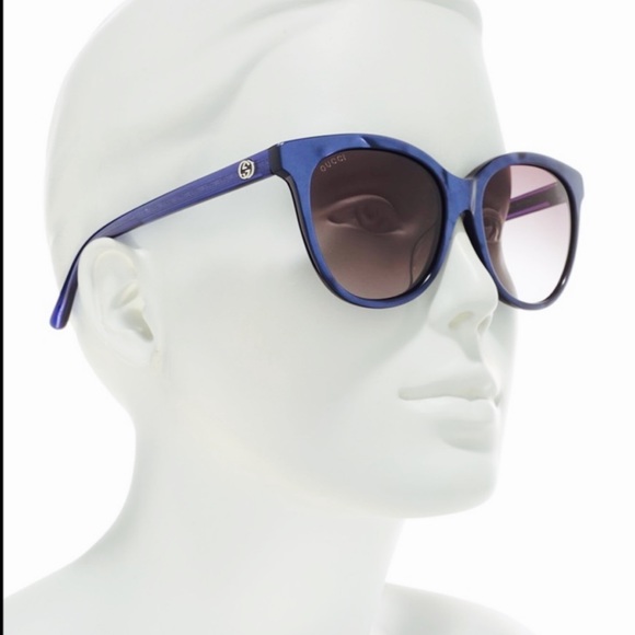 ❌SOLD❌GUCCI GG0081SK 005 Blue Acetate Oval Frames - Picture 2 of 16